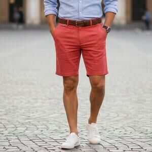 Walter Hagen Golf Shorts Red Men's Size 40 Flat Front Breathable Polyester Blend